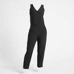 Athleta Brooklyn Jumpsuit 4P Black V Neck Petite Travel Workwear Tapered